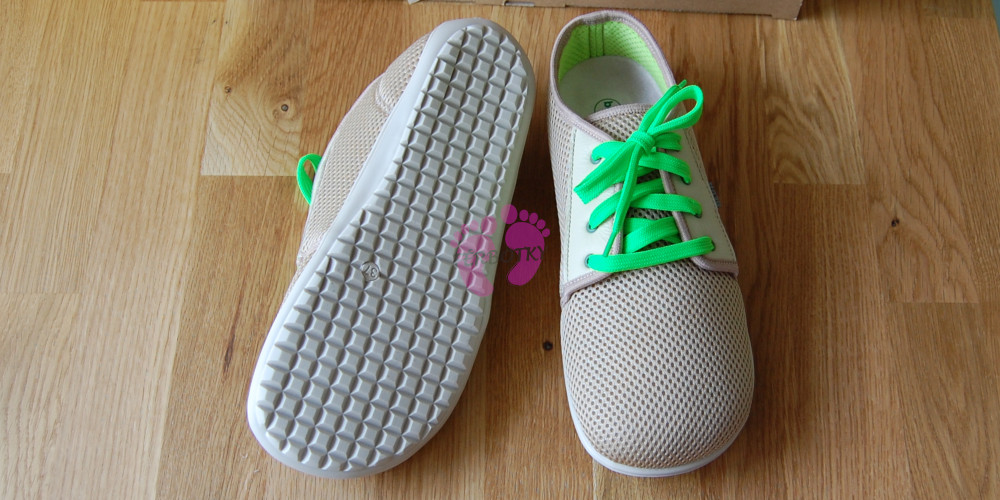 Beda barefoot síťované tenisky, béžové, BF0002/ST, podrážka